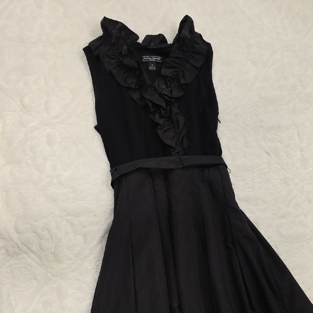 Jessica Howard Black Ruffle Midi Dress